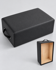 Dessous ouvert en bois de la box Pilates noire
