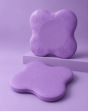 Lot de deux coussinets Pilates violets, faces avant et arrière