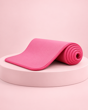 Tapis Pilates rose épais 10 mm — vue enroulée