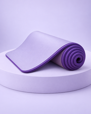 Tapis Pilates violet épais 10 mm — vue enroulée